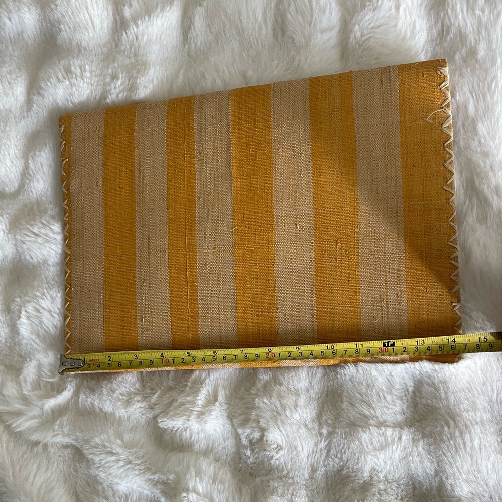 The Good People clutch bag Yellow Beige Striped women’s Raffia clutch bag New - Picture 4 of 12